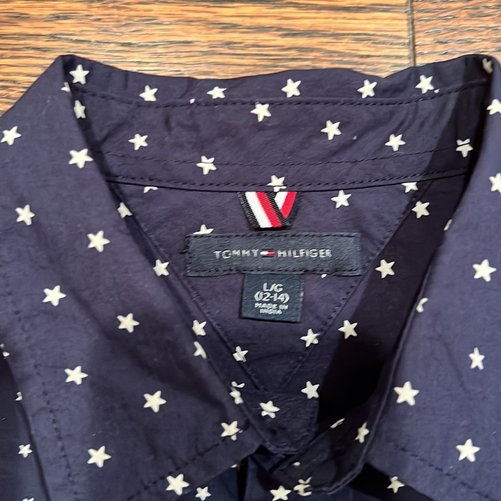 Tommy Hilfiger Boys Button Down Shirt Size L 12/14 NWT - Picture 2 of 4